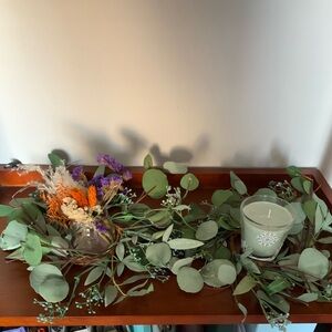 2 small faux eucalyptus leaves wreaths
